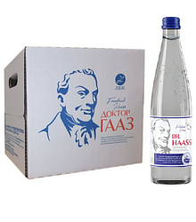 Доктор Гааз лечебно-столовая минеральная вода, скважина Новотерская, 0,5 литров (стекло), премиум картон пак, (12 бутылок)